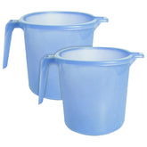 Heart Home Tranasparent Small Plastic Bathroom Mug, 1 Litre- Pack of 2 (Blue)-50HH0813